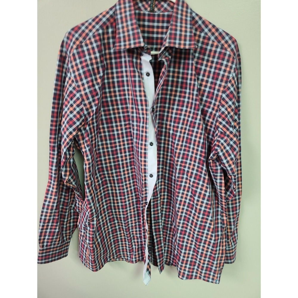 SOHO Dress Shirt 100% Cotton Long Sleeve‎ button plaid Size XL